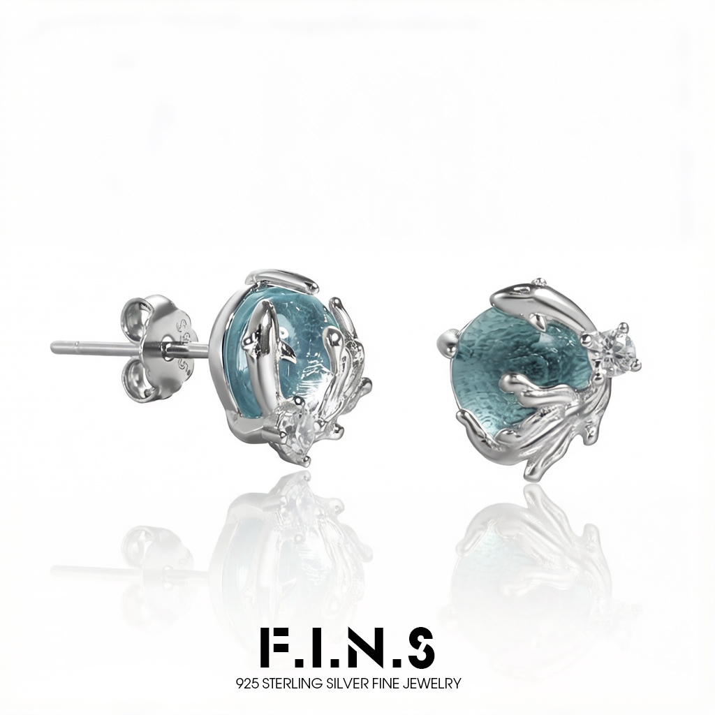 Statement Earrings Oversized - F.I.N.S Elegant S925 Sterling Silver Stud