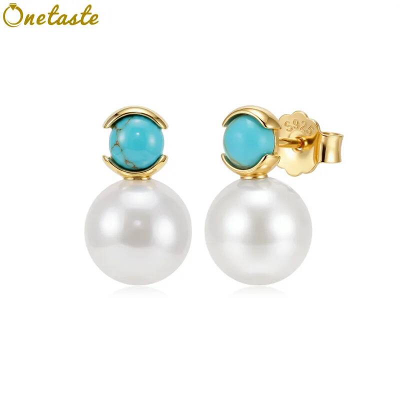 Statement Earrings Oversized - Big Pearl Ball Charm Round Turquoise