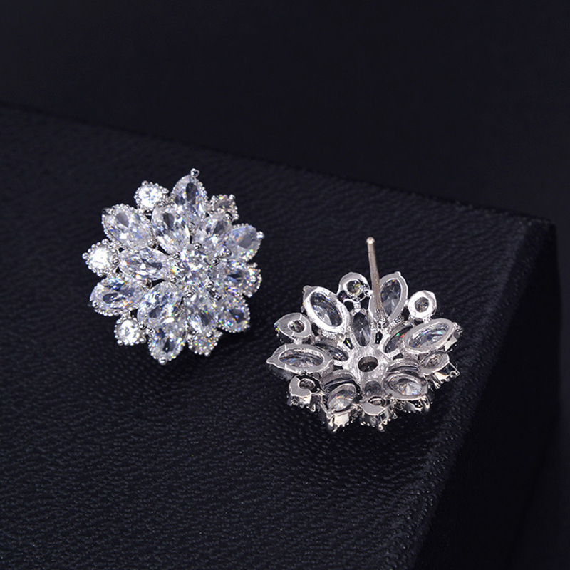 Big Flower Lab Diamond Stud Ea - Statement Earrings Oversized review and price