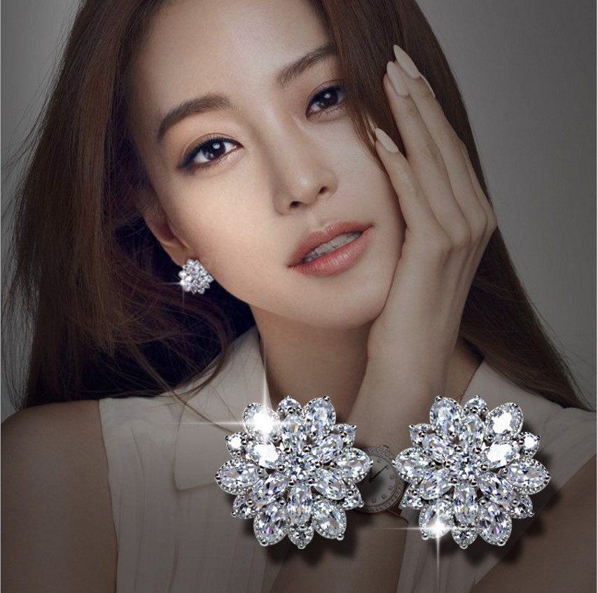 Big Flower Lab Diamond Stud Ea - Statement Earrings Oversized review and price