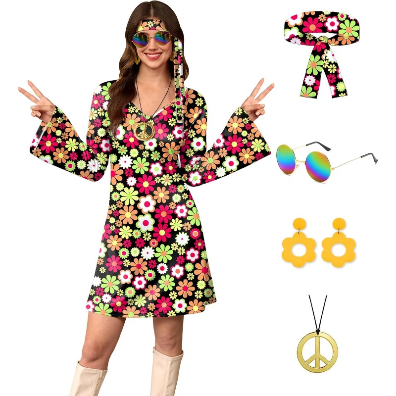 Women's 5 Pcs Halloween 70s Hi - Women'S Accessories In The 60S review and price