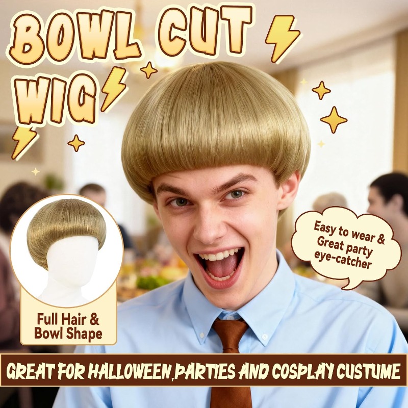 Short Blonde Bowl Cut Wig Blon - Women'S Accessories In The 60S review and price