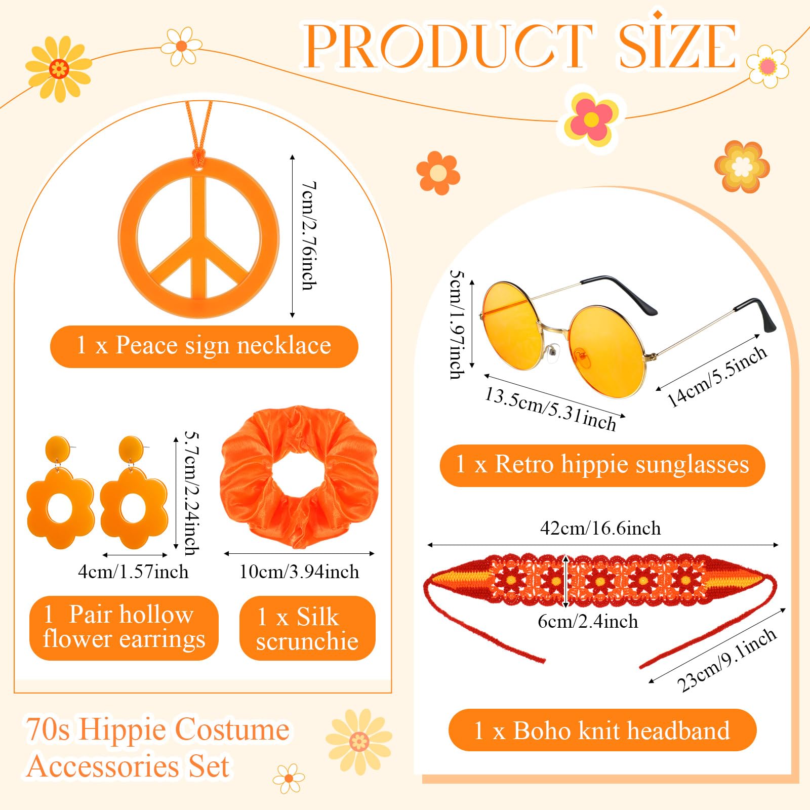 5 Pcs 60s 70s Hippie Accessori - Women'S Accessories In The 60S review and price