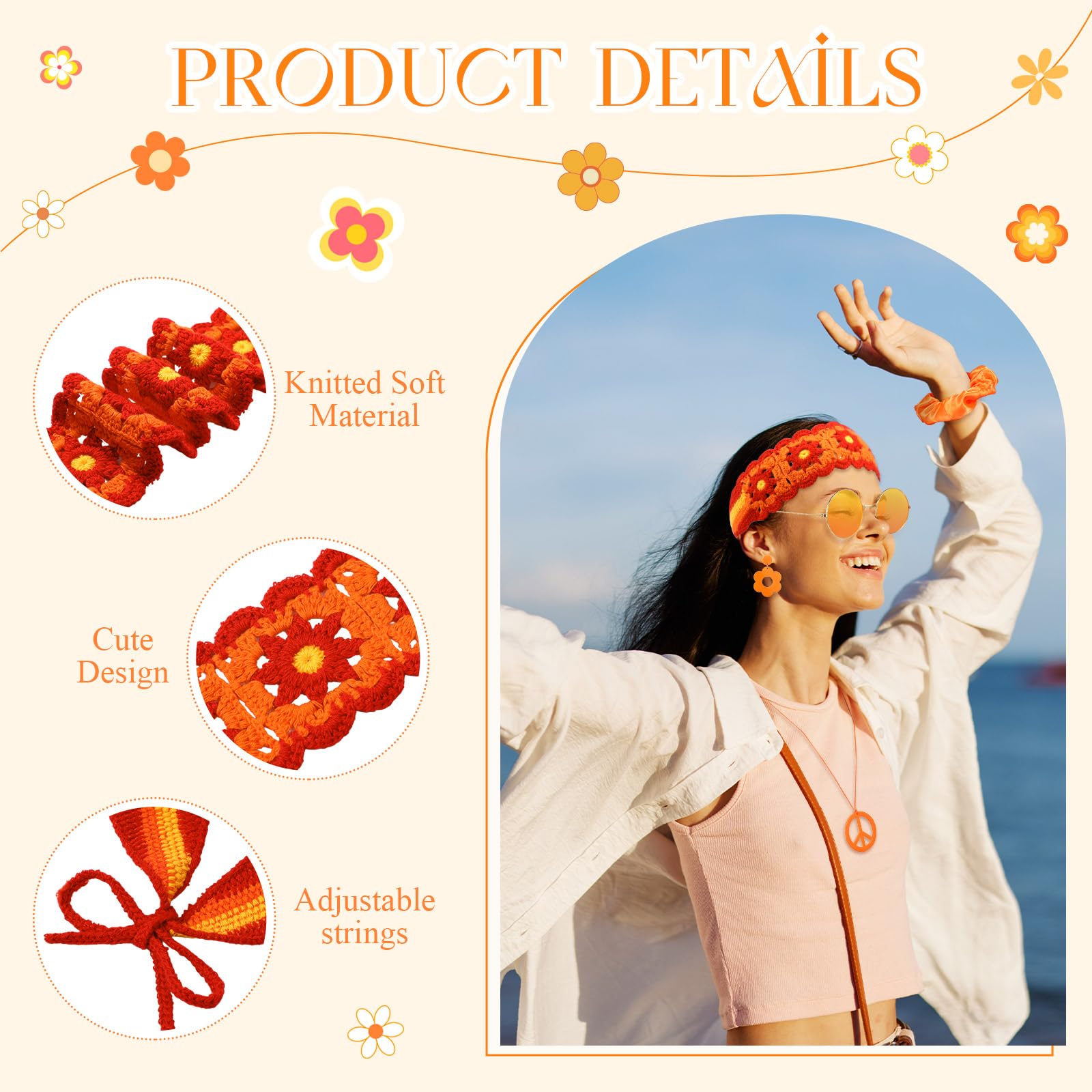 5 Pcs 60s 70s Hippie Accessori - Women'S Accessories In The 60S review and price