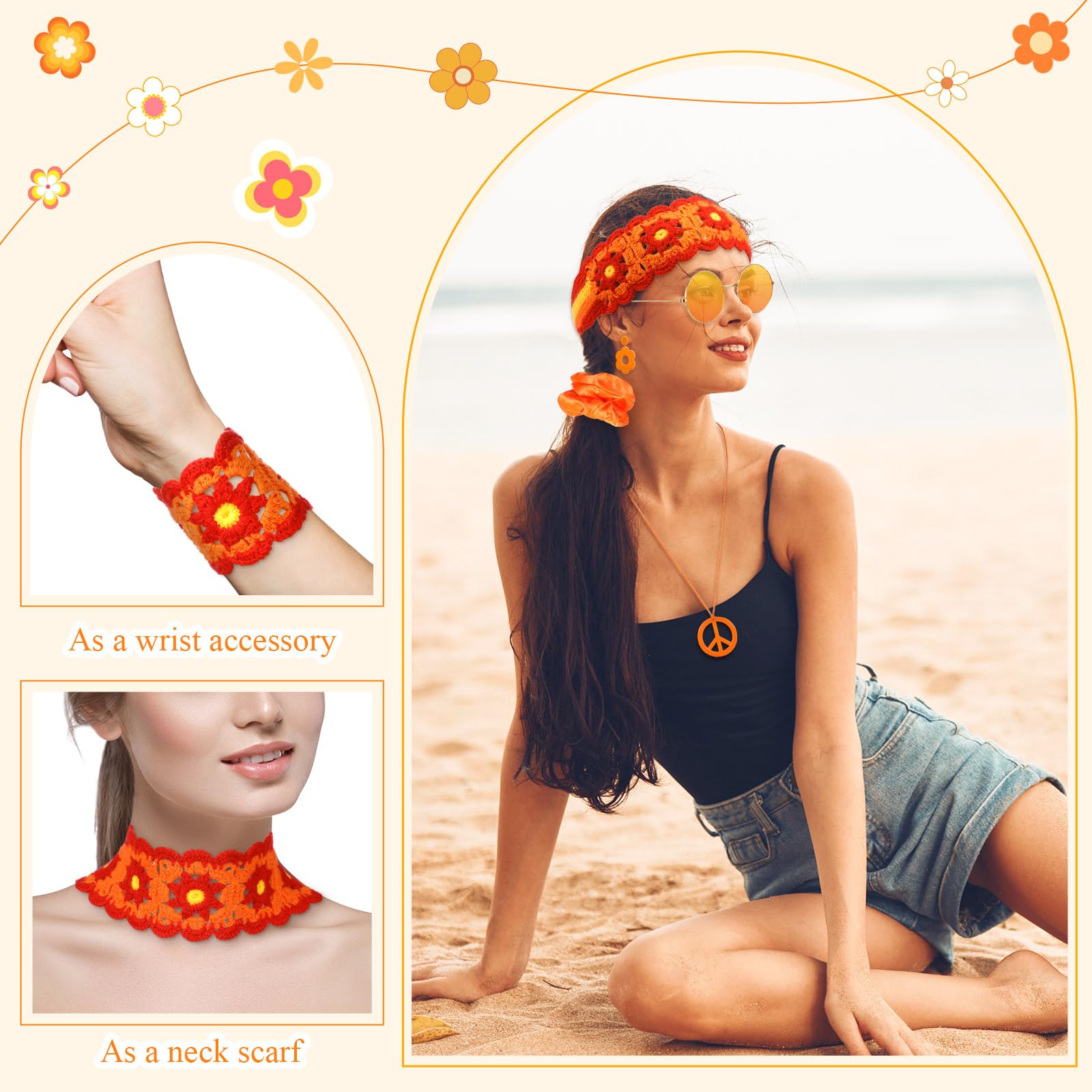 5 Pcs 60s 70s Hippie Accessori - Women'S Accessories In The 60S review and price
