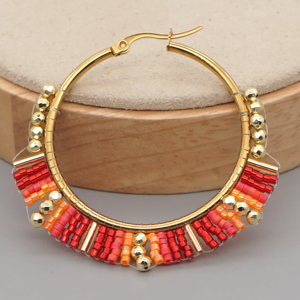 Big Circle Earrings  Hand bead - Statement Earrings Oversized review and price