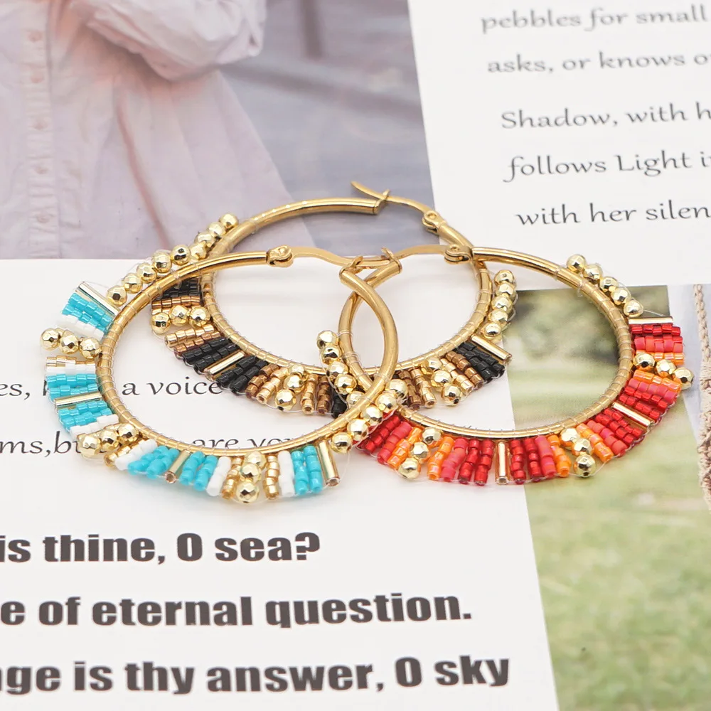 Big Circle Earrings  Hand bead - Statement Earrings Oversized review and price