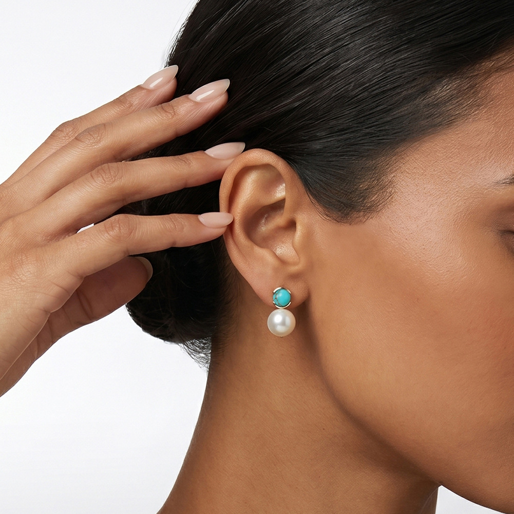 Big Pearl Ball Charm Round Tur - Statement Earrings Oversized review and price